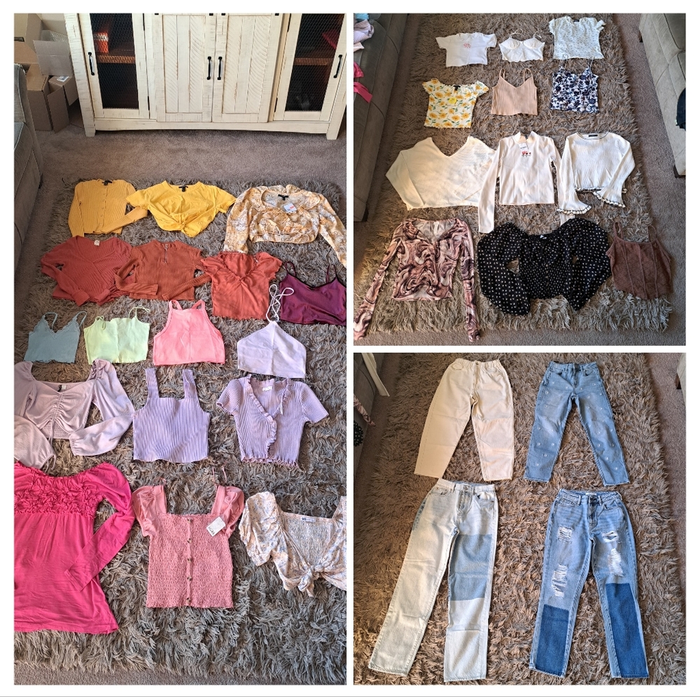 Huge Juniors Spring/Summer/Fall Tops and Jeans Clothing Bundle Lot Size XS-Small